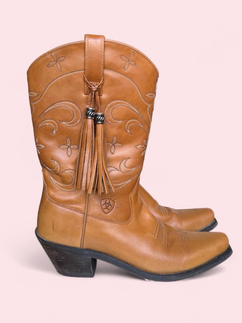 Ariat Tan Western Leather Tassel Mid-Calf Boots - Women - Picture 3 of 5
